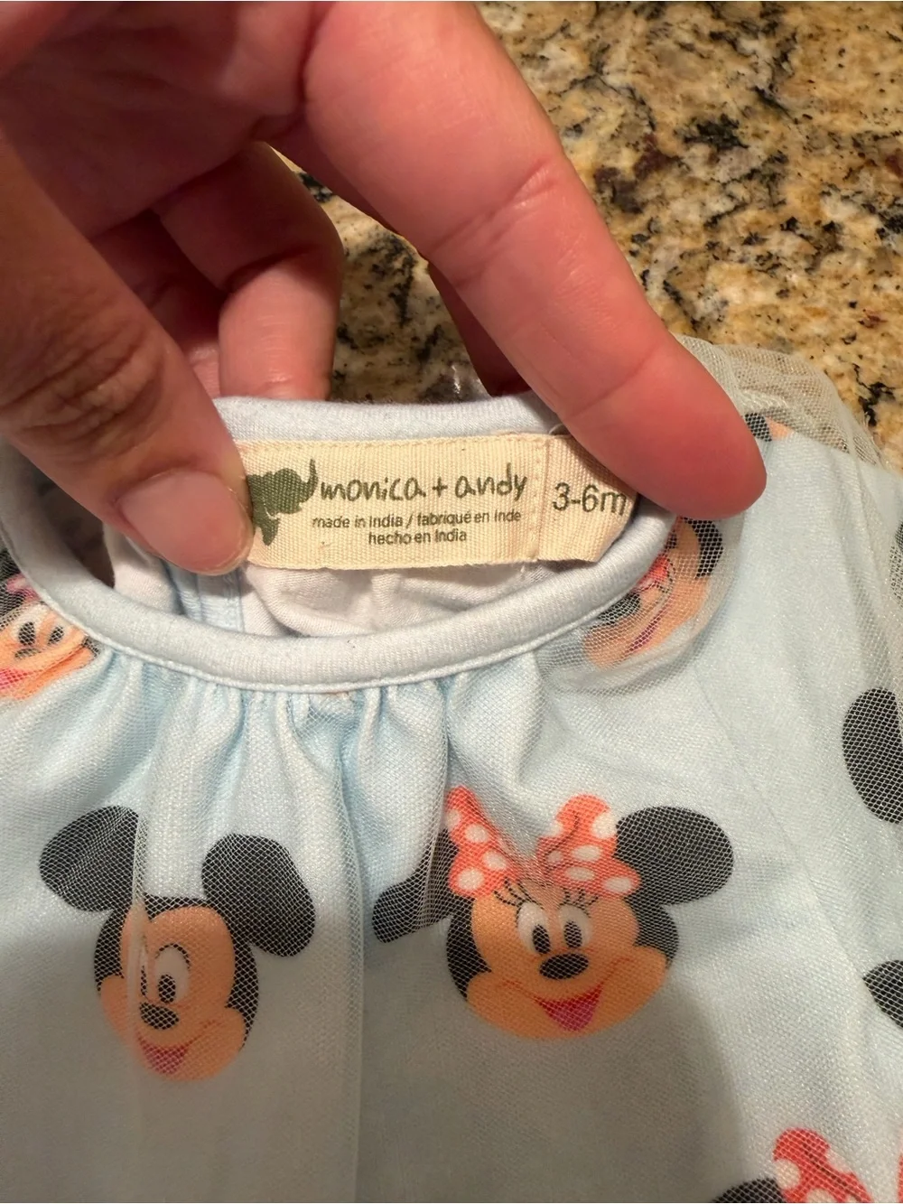 Monica + Andy Minnie & Mickey Light Blue Tulle Kids Dress | 3-6 months
